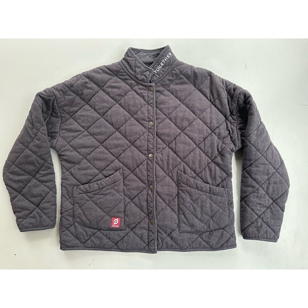 Peloton Cotton Blend Quilted Snap Front Jacket Shacket Heathered Gray - Large